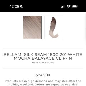 Bellami Clip In-2 full sets. 20inch and 22inch White Mocha Balayage